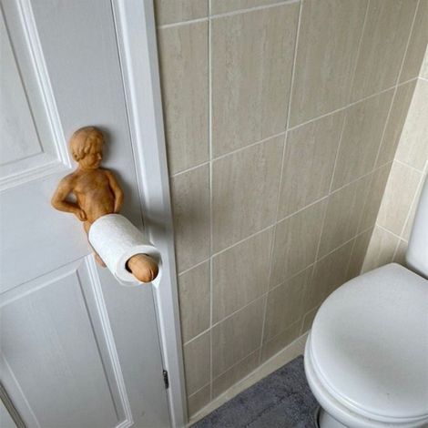 1 Porte-papier toilette,Design créatif garçon,Bois,16 x 12 cm,Salle de bain (1/5)