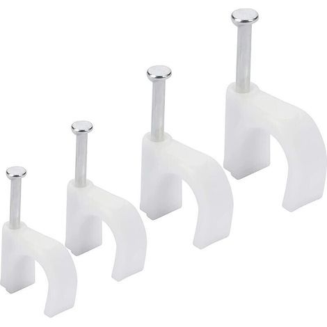 Cavalier Cable Electrique et Ethernet (Lot de 400) - 6 mm, 7 mm, 8 mm, 10 mm - Attache Cable Electrique avec Clous en Fer pour CAT5, CAT6, RG6, RG59, RJ45 & Câbles TV-LIAIKI (1/5)