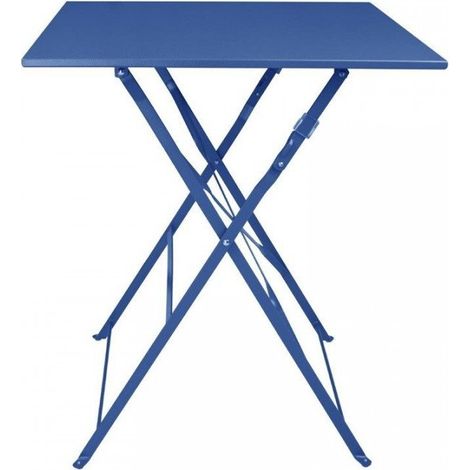 Table carrée de terrasse (H)710 x (L)600 mm, en acier poudré bleu marine foncé, PERTH
