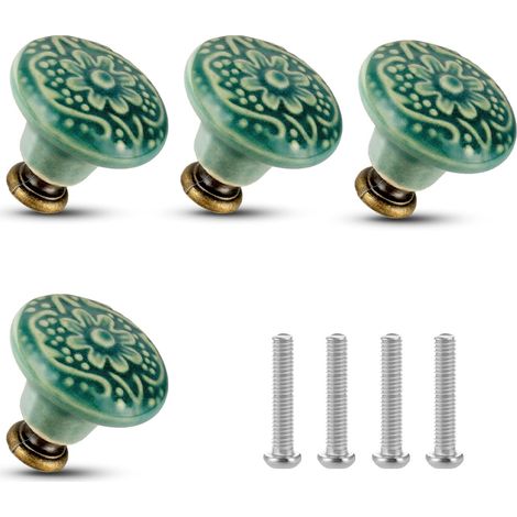 4 boutons d'armoire vintage avec vis de montage pour meubles (1/5)