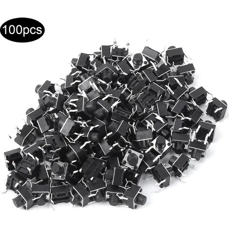 Lot de 100 mini-interrupteurs tactiles momentanés à bouton-poussoir (6 x 6 x 6 mm) (1/5)