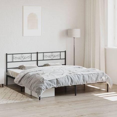 Bettgestell mit Kopfteil Metall Schwarz 200x200 cm