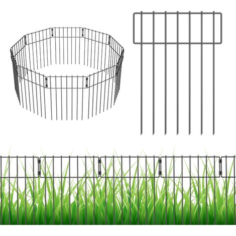 Clôture de jardin, bordure de barrière pour animaux, 43,2 x 30,5 cm, panneau de clôture en métal court pour jardin, cour, parterres de légumes et de fleurs (20 tablettes) (1/5)