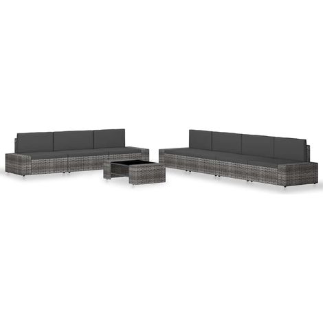 vidaXL Juego de muebles de jardín 8 piezas ratán sintético gris (1/5)