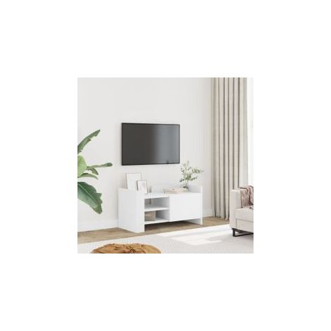 Meuble TV blanc 80x35x40 bois d’ingénierie (1/5)