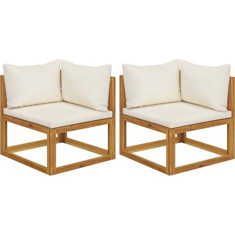 Sectional Corner Sofas 2 pcs with Cushions Solid Wood Acacia vidaXL (1/5)