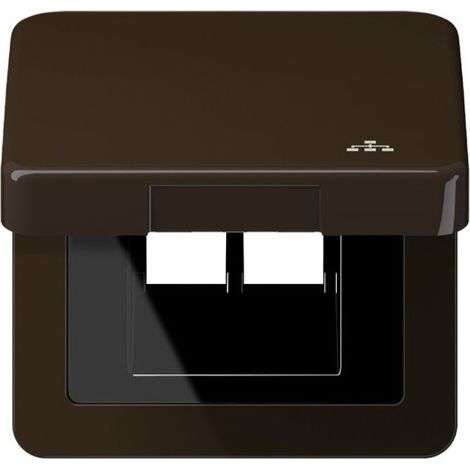 Jung Klappdeckel inklusive Zentralplatte, mit Symbol LAN, Serie CD, braun CD590KLLANBR