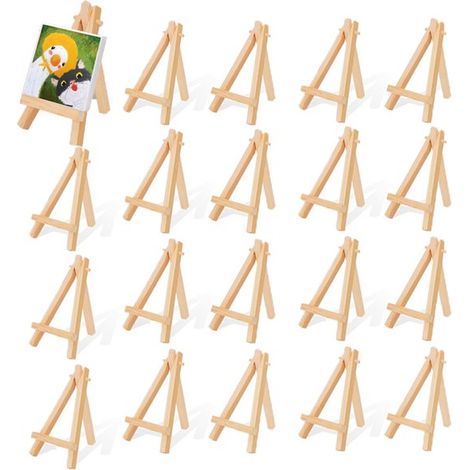 20 pièces - Chevalet de table - Chevalets pour enfants - Couleur bois naturel - Mini chevalets en bois - Supports en bois - Mini supports de chevalet en bois - Support de chevalet en bois (1/5)