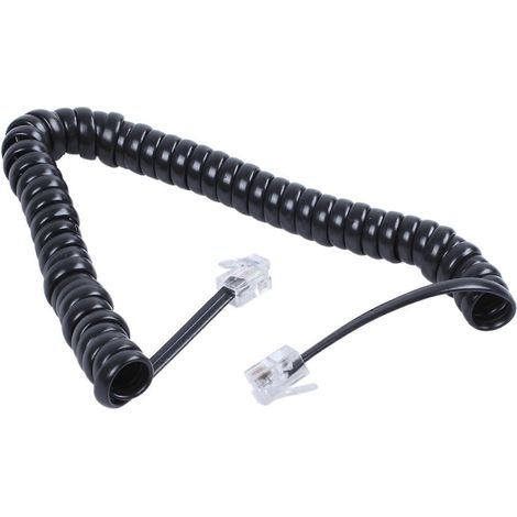 Cordon téléphonique extensible en spirale RJ9 4P4C, noir, pour combinés, fil de remplacement flexible (1/5)