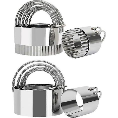 Ausstechformen-Set für Gebäck/Kekse (rund + gemustert), Ausstecher mit geriffeltem Rand, runder Scone-Ausstecher, Teigausstecher, Ausstecher für Teigtaschen in Sonderformen.