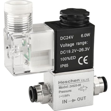Électrovanne pneumatique 2/2 voies normalement fermée PT1/4 24 V CC, IP65, pour l'automatisation industrielle (1/4)