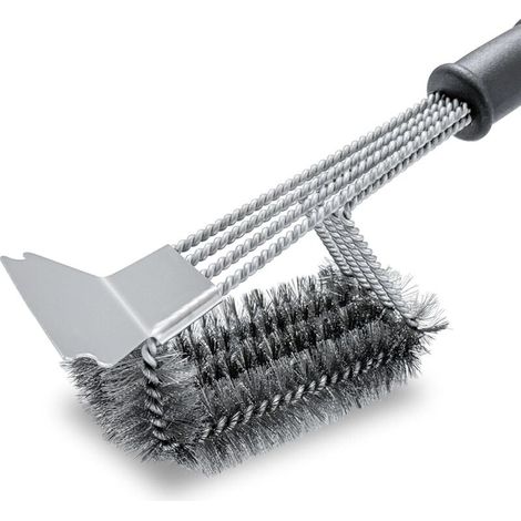 Grillreinigungsbürste mit 4 Reihen spiralförmiger Metallborsten und einem Schaber Zubehör für Gas-, Holzkohle- und Elektrogrills (1/5)