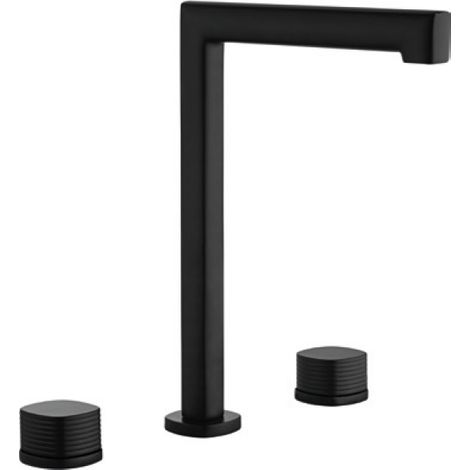 Lavabo bimando sobrencimera caño alto Firenze negro mate [ IMEX® ] (1/2)