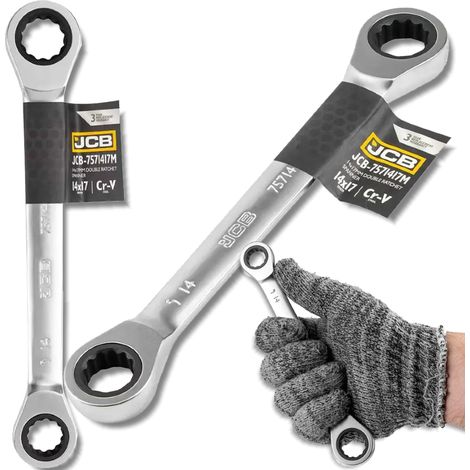 Clé à cliquet double JCB 14x17mm Cr-V 12 pans (1/5)