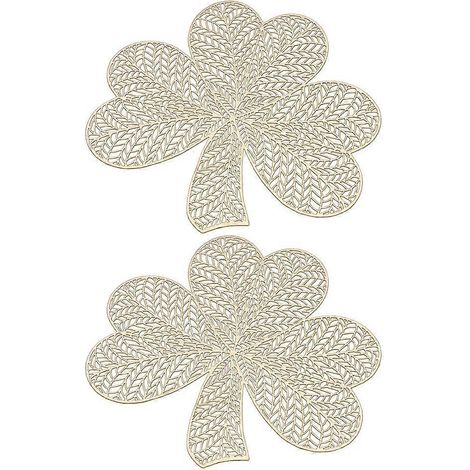 Set de table décoratif en PVC motif trèfle, lot de 2 sets de table dorés (1/5)