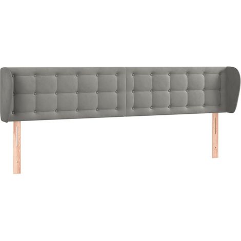 Testiera accessorio letto mobile camera imbottita con bordo laterale 203 x 23 x 78/88 cm tessuto velluto grigio chiaro TDL0205154