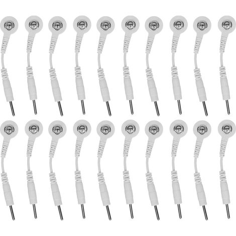 20 Fils d'électrode portables 2,0 pouces, câbles de remplacement blancs pour instruments thérapeutiques (1/5)