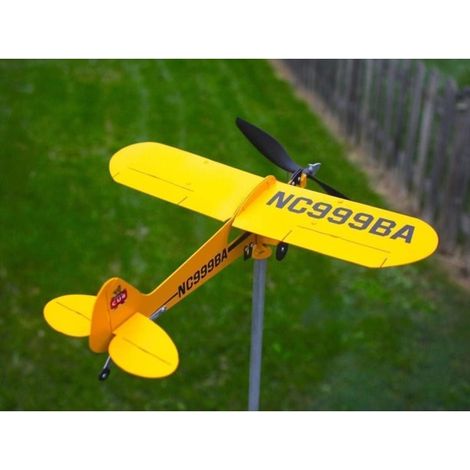 Girouette avion artisanale générique (1 pièce), jaune, décoration de jardin originale, cadeau pour les passionnés d'aviation (1/5)