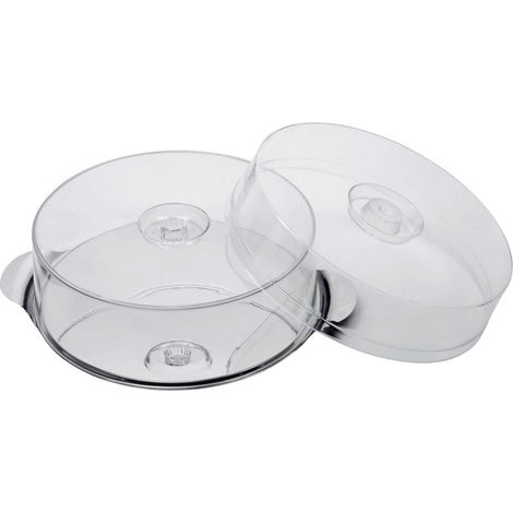 APS 652 Piastra per torta in acciaio inox con copertura in polistirolo, Ø 30 x 7/11 cm, 2 coperchi (1/6)