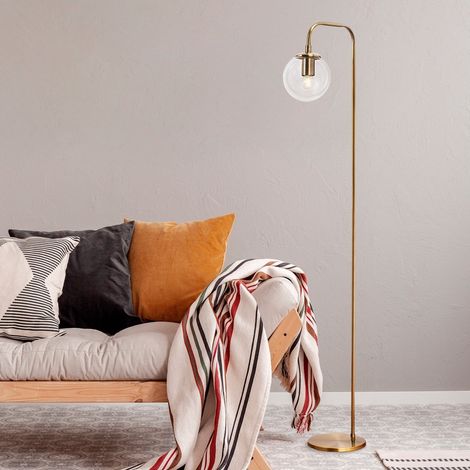 Stehlampe Bronzefarbene, klare Glaskrempe