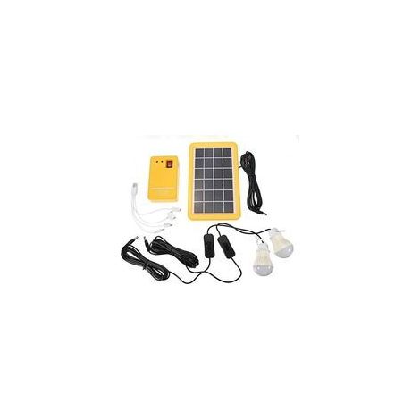 Kit de générateur solaire domestique 3W avec 3 ampoules LED – Charge USB – Éclairage intérieur et extérieur – Batterie 500mAh - 3W-2Bulb