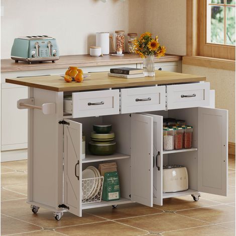 Meuble rangement cuisine ile pliante 140 43 90 cm OKMYHOME (1/5)