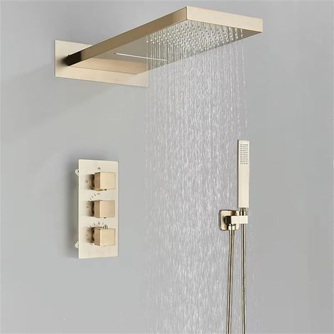 Ensembles de douche modernes pour salle de bain, ensembles de douche muraux pour salle de bain, ensembles de robinetterie thermostatique(doré) (1/5)