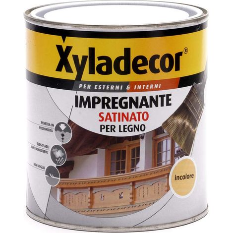 Xyladecor SMALTO IMPREGNANTE LEGNO per Interni e Esterni, a solvente effetto satinato INCOLORE 750ML, Incolore Satinato, 750 ML (1/4)