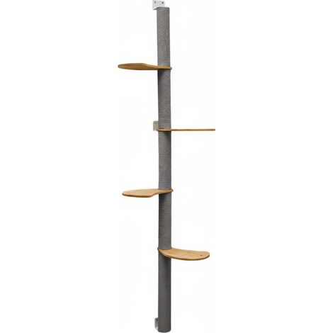 205 cm Tiragraffi da Parete con 4 Ripiani - Albero per Gatti - Colonna in Sisal (1/5)