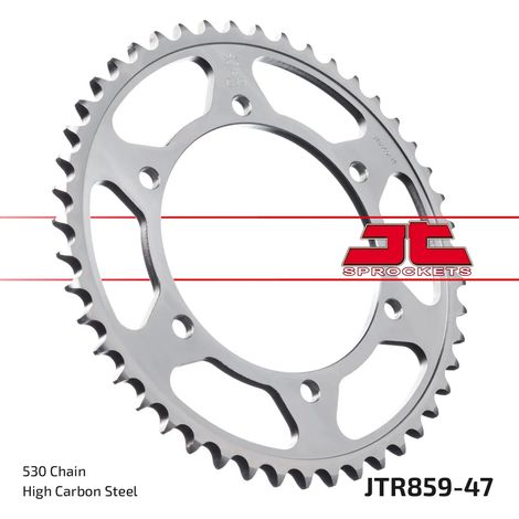 Pi帽贸n trasero de acero JT R859-47, 47 dientes, tama帽o 530 (1/2)