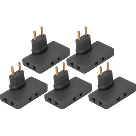 Lot de 5 adaptateurs de prise européenne sans fil à 180° (1 vers 3 prises européennes, 110-250 V, noir) (1/5)