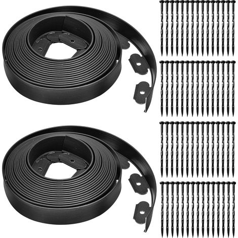 Bordure de Jardin Flexible, Bordure Jardin Exterieur Hauteur 5cm, Bordure de Jardin en Plastique 20 mètres avec 60 Piquets d'ancrage, Garden Edging, Bordure de Tonte (20M (Longueur) x 5cm (Haut)) (1/5)