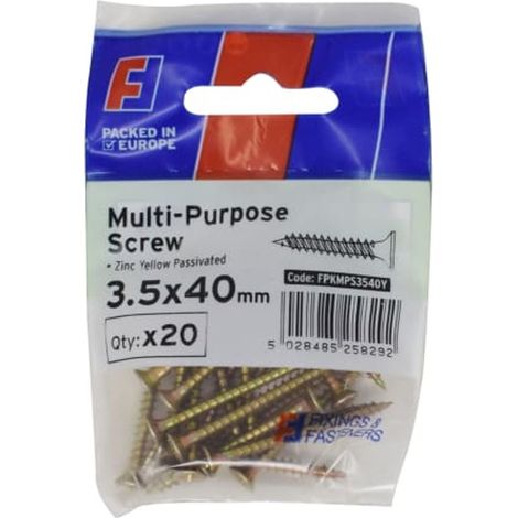 ForgeFix FPKMPS3540Y Multi-Purpose Pozi Screw CSK ST ZYP 3.5 x 40mm ForgePack 20