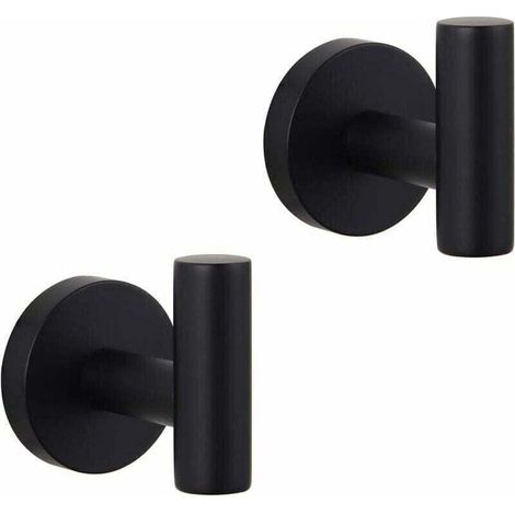Porte-manteau noir mat pour salle de bain SUS 304 en acier inoxydable simple serviette / peignoirs crochet pour salle de bain cuisine style hôtel moderne mural 2 paquets (1/4)
