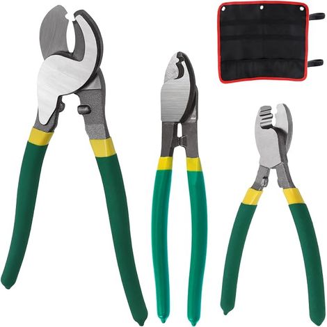 Lot de 3 coupe-câbles de 15.2 cm, 20.3 cm, 25.4 cm à haut effet de levier,Outil de coupe de câble tranchant avec prise en main confortable pour aluminium, fil audio, câble de frein de vélo (1/5)