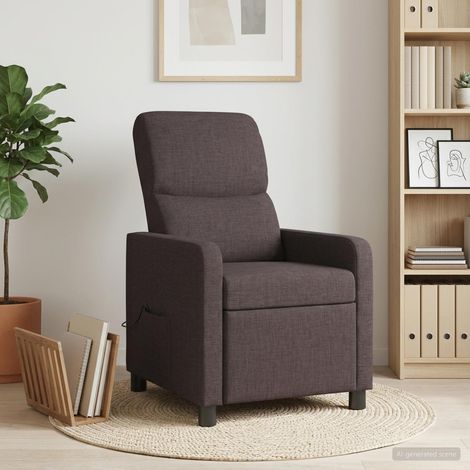 vidaXL Silla de masajes reclinable Marrón Oscuro Poliéster (1/5)