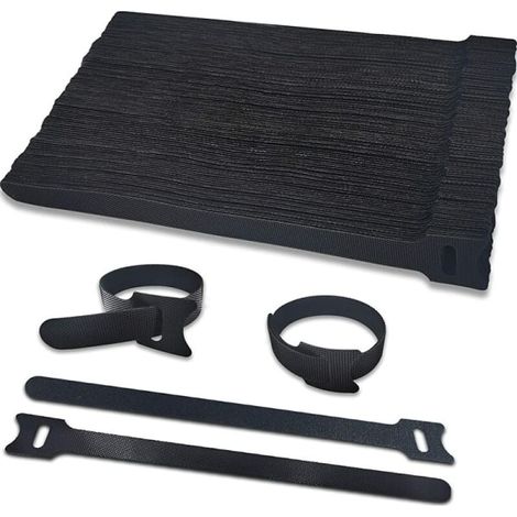 Lot de 100 sangles auto-agrippantes pour ranger et organiser tous vos câbles, rubans velcro non adhésifs de 12 mm de large, idéaux pour usage extérieur et atelier (1/5)