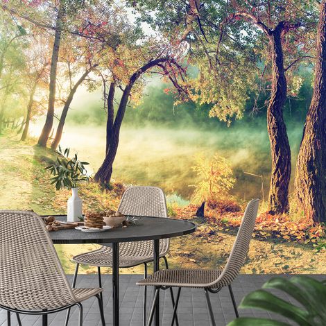 Papier peint panoramique - Arbres et lac - 130 cm x 87 cm (1/4)
