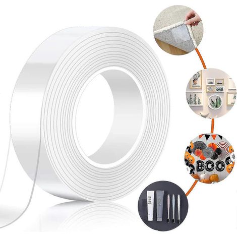 Ruban adhésif double face, ruban adhésif double face super nano, ruban adhésif acrylique double face transparent, épaisseur 2 mm, largeur 3 cm, longueur 2 m (1/5)