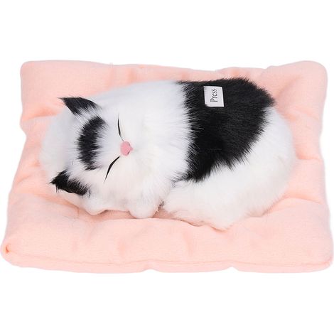 Chatons endormis factices, poupée chaton, jouet interactif pour animaux de compagnie avec son, carbone actif noir et blanc, forme de chat. (1/5)