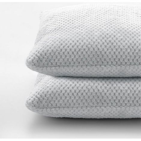 Housse D'Oreiller - 45x45 Cm - Jacquard Pressé - Motif Géométrique - Blanc - 100% Polyester - Fermeture Éclair - Lot De 2 (1/4)