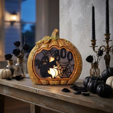 Illuminated Boo Ghost Pumpkin Ornament (1/2)