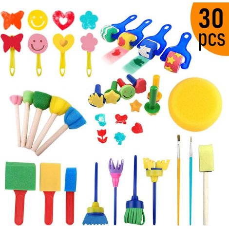 Pinceaux Peinture Enfant, Kit d\Outils De Peinture pour Enfants, Rouleau Peinture Enfant, ponges De Peinture Enfants (1/4)