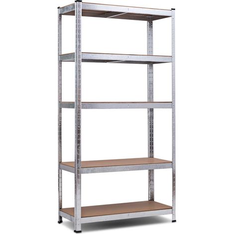COSTWAY Scaffali per Carichi, Scaffalature a 5 Ripiani, in Metallo e MDF Scaffale, per Garage, Magazzino, Ripostiglio, Portante 875 kg, 90 x 40 x 180 cm (Argento) (1/2)