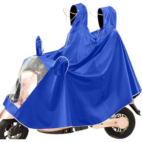 Poncho impermeable para ciclismo, poncho cortavientos para ciclismo, impermeable/poncho para bicicleta, con capucha, apto para todo tipo de bicicletas eléctricas, color azul. (1/5)