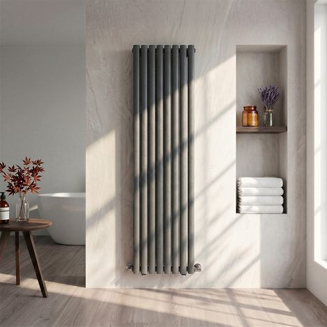 ELEGANT 1800 x 480 Anthracite Vertical Radiator Double Modern Oval Column Radiator Central Heating Radiators Designer Radiators (1/5)