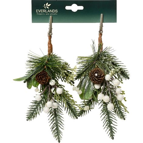 Ramo decorativo color verde per decorazioni e composizioni di fiori h 22 cm, 2 pezzi