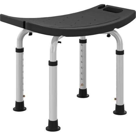 Tabouret de douche/chaise de douche pour seniors, hauteur réglable, aluminium antidérapant, capacité de charge 135 kg, noir (1/5)