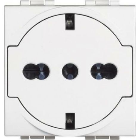Bticino LivingLight Toma schuko plana con protección blanca 10/16A N4140/16F