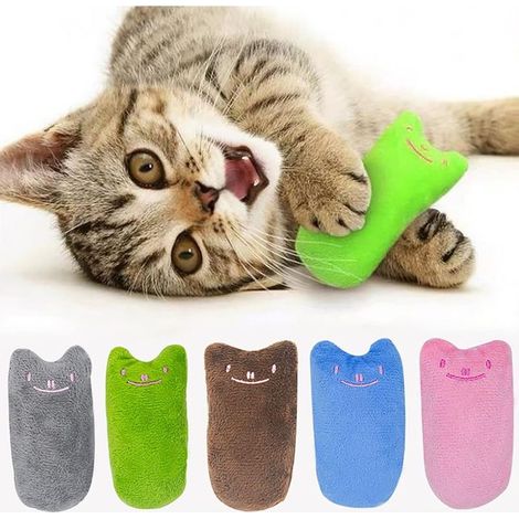 Jouets d'herbe à chat, lot de 5 jouets d'herbe à chat en forme de pouce en peluche mignons pour chats, jouets d'activité pour chat, jouets à mâcher pour broyer les dents, jeux de chat pour chat (1/5)